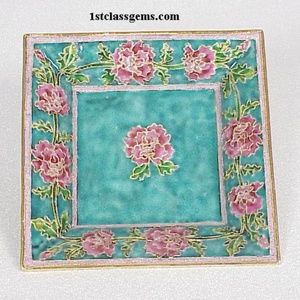 FINAL SALE PRICE NYCO International Large Square Cloisonne Dish in Turquoise